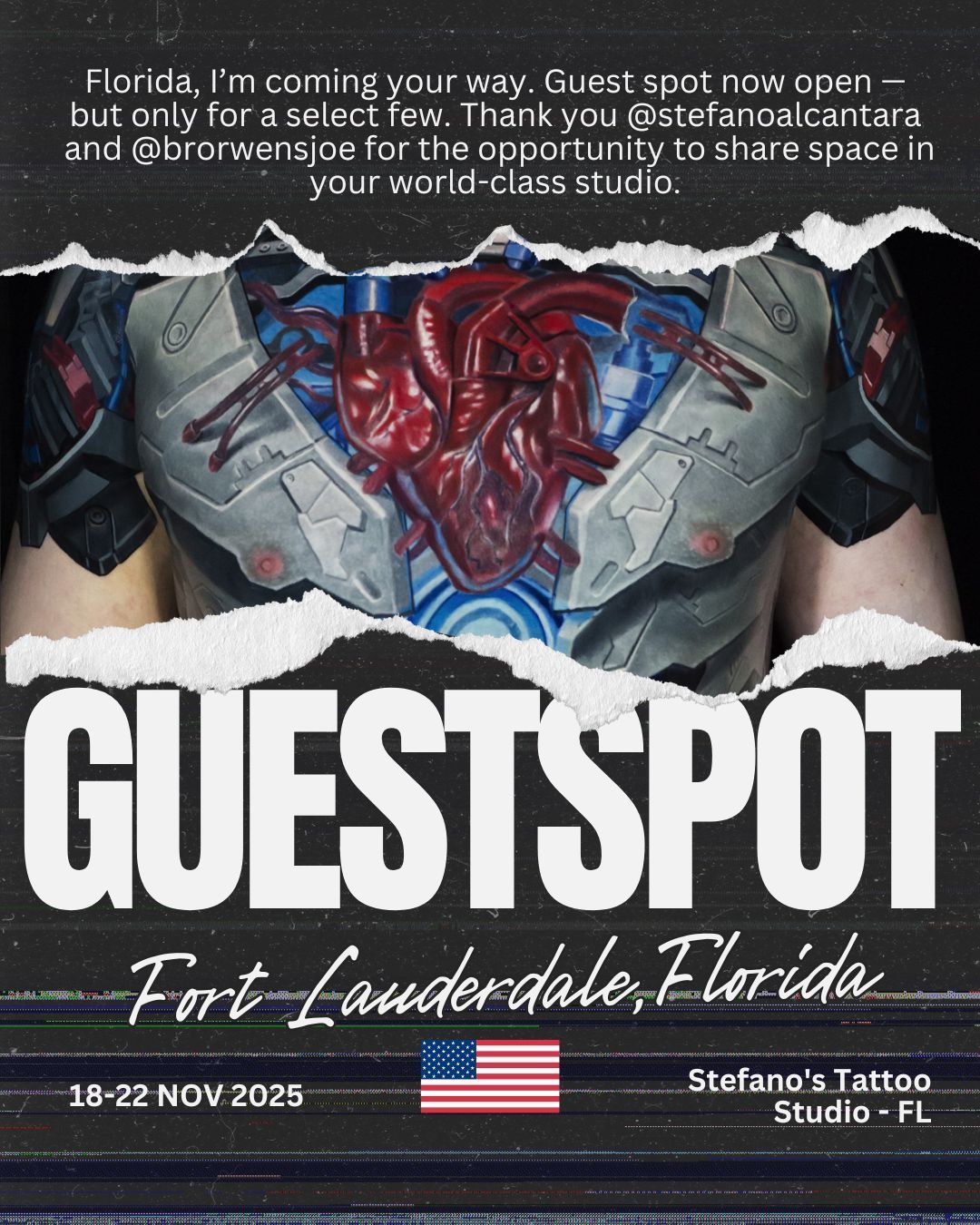 Guest Spot – Stefano’s Tattoo Studio, Fort Lauderdale, FL poster