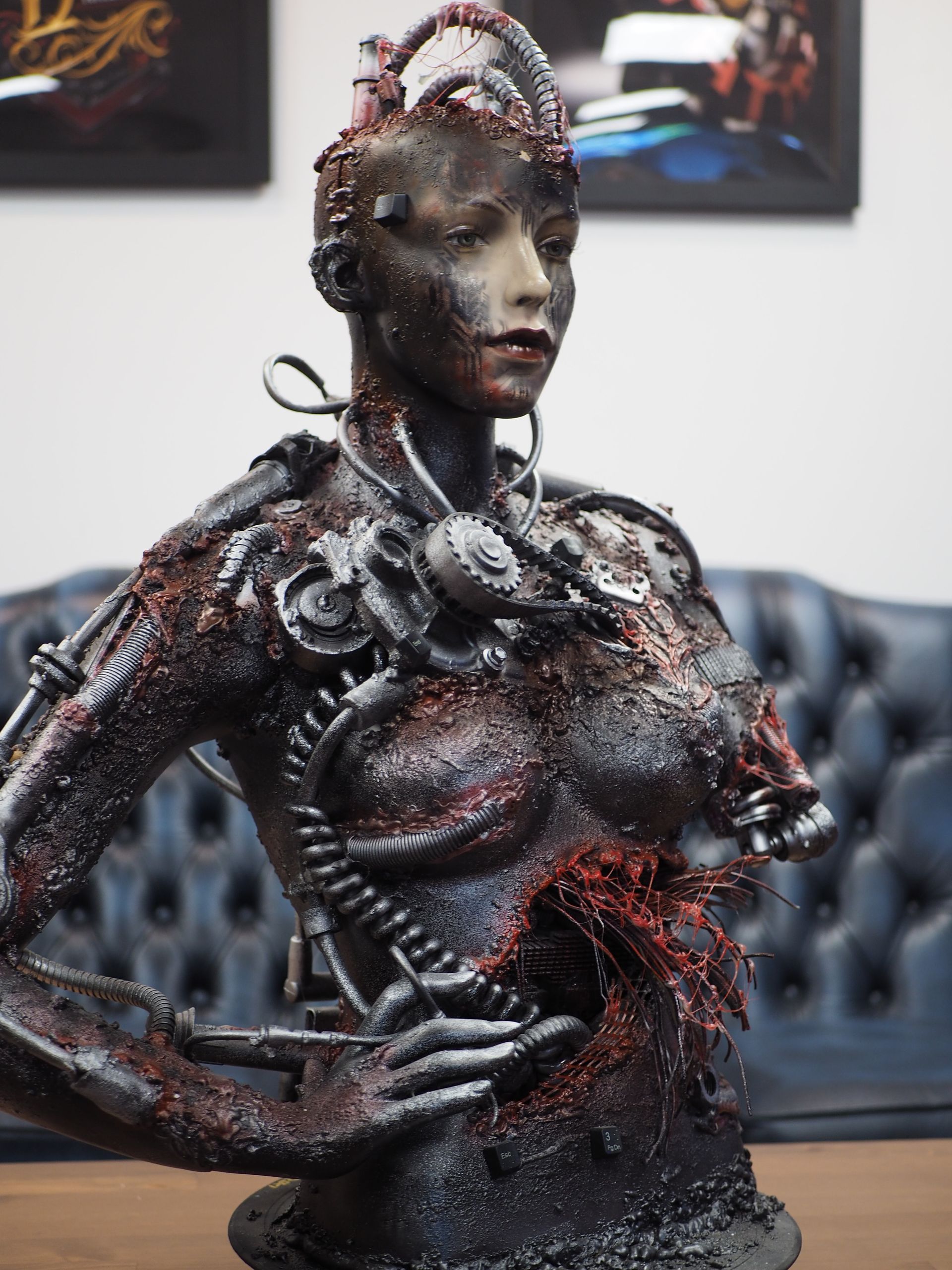 Sculptural reference model used by tattoo artist Shamack for biomechanical tattoo design.
