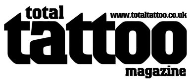 Total Tattoo magazine logo in black and white with website www.totaltattoo.co.uk