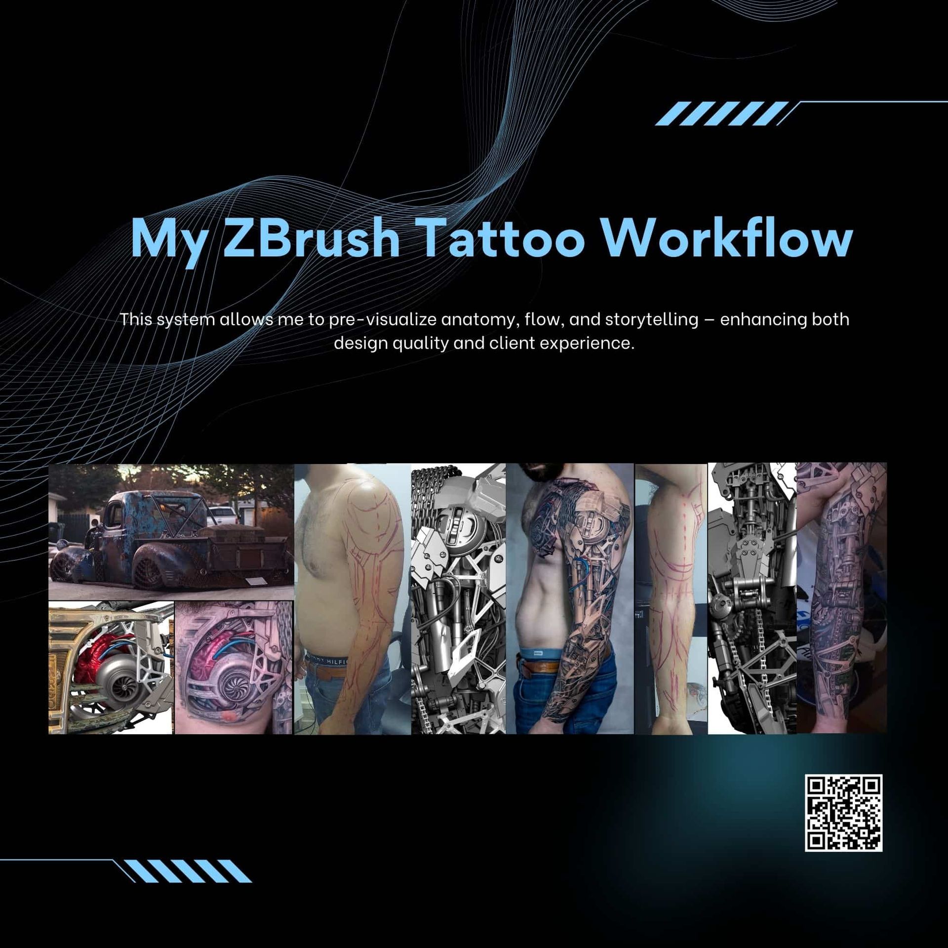 My ZBrush tattoo workflow with tattoo process photos
