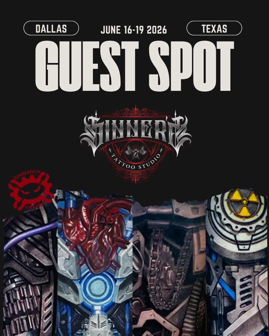 Guest Spot – Sinner Tattoo Studio, Dallas, TX poster